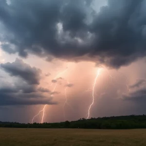 Intense storm clouds over North Georgia during severe thunderstorms