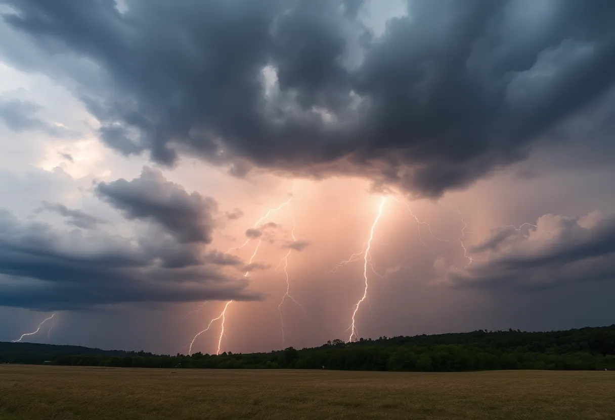 Intense storm clouds over North Georgia during severe thunderstorms