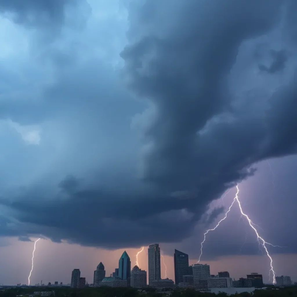Dramatic storm clouds above Atlanta skyline