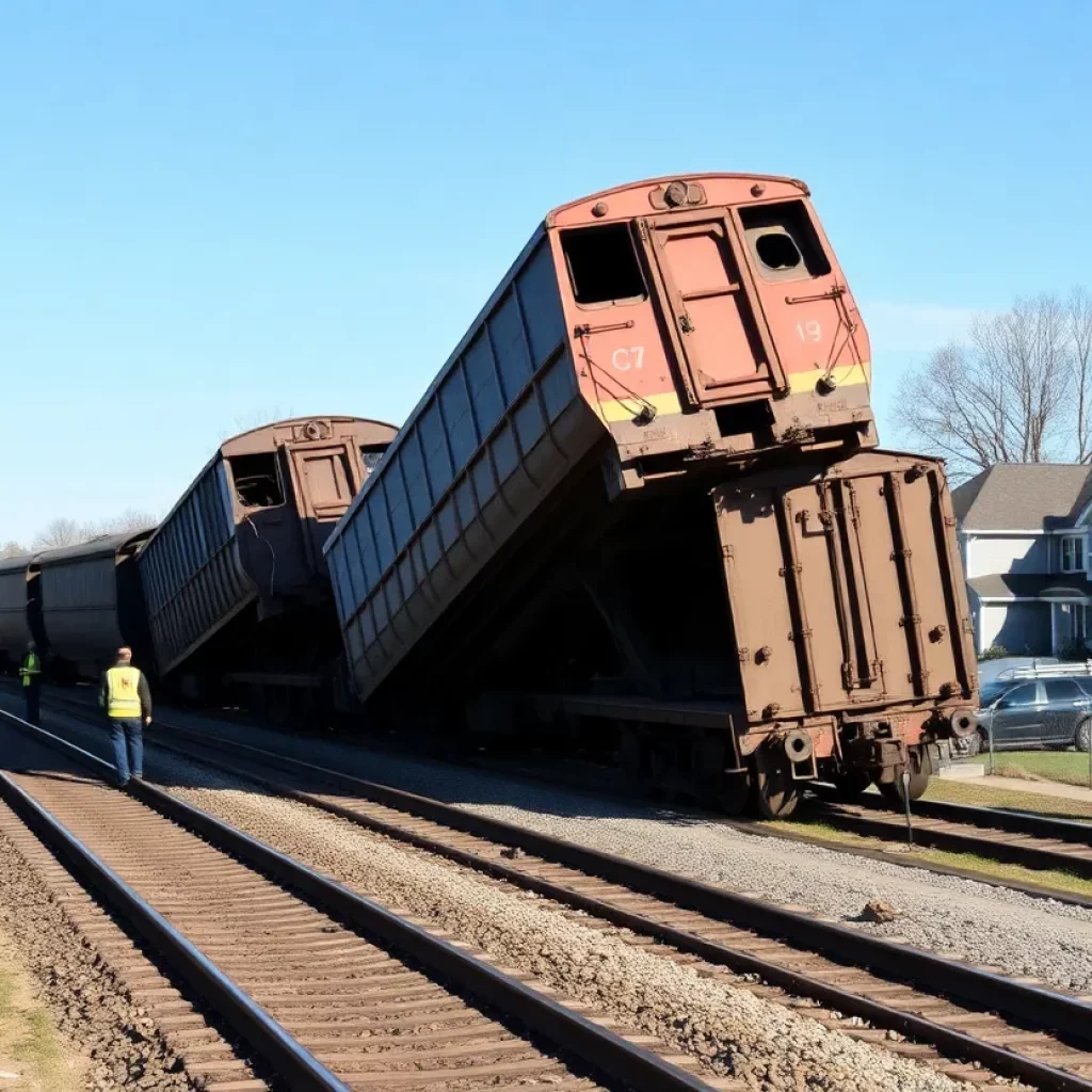 Emergency responders at the train derailment site in Smyrna, Georgia.