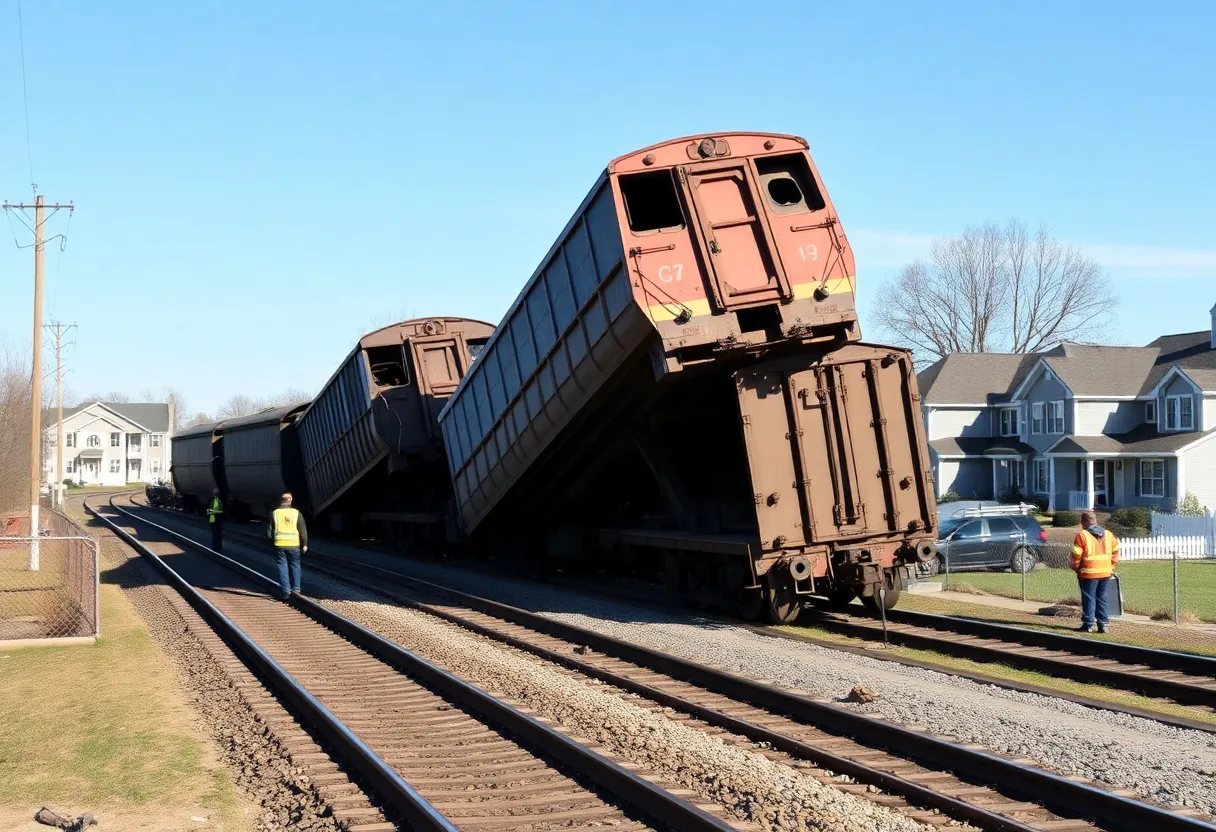 Emergency responders at the train derailment site in Smyrna, Georgia.