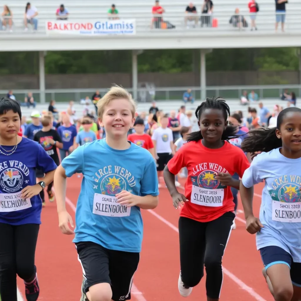 Athletes participating in the Special Olympics at Lakewood Stadium.