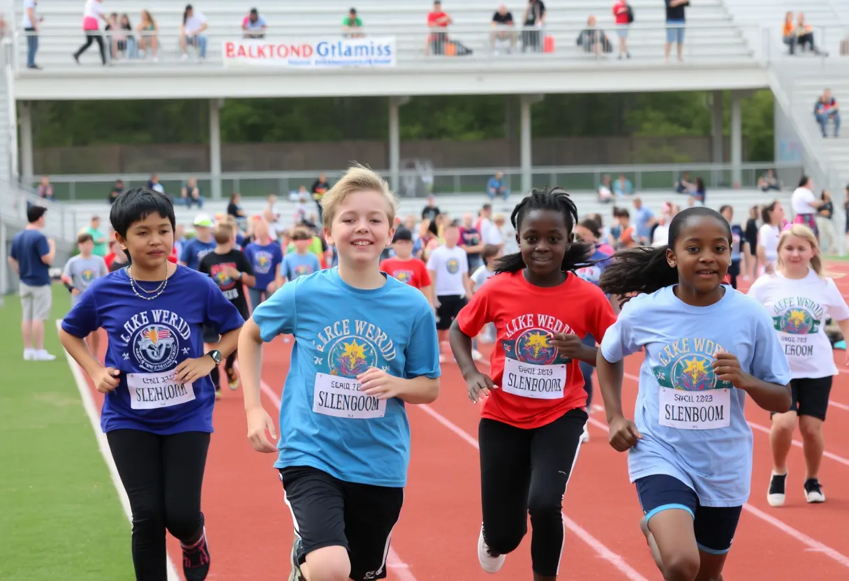Athletes participating in the Special Olympics at Lakewood Stadium.