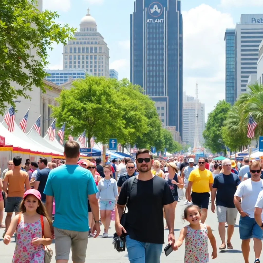 Families enjoying summer activities at a popular Atlanta attraction.