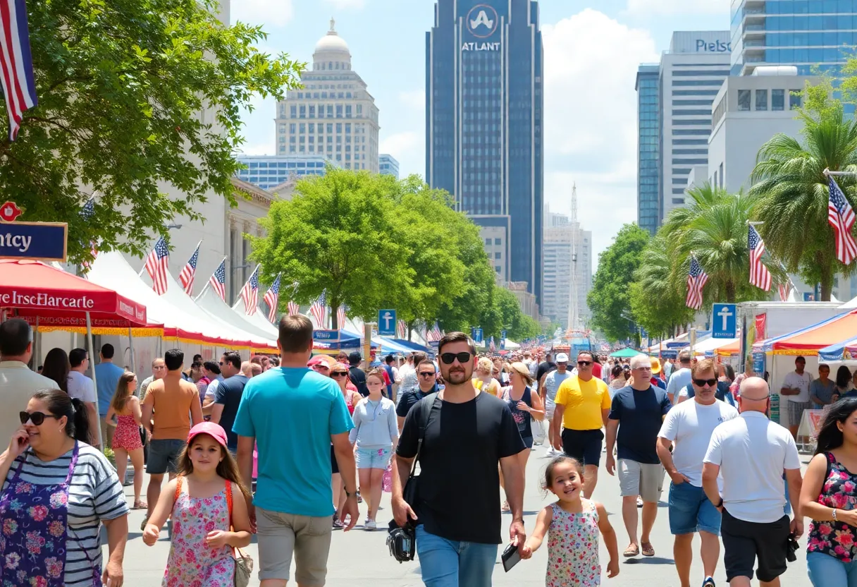 Families enjoying summer activities at a popular Atlanta attraction.
