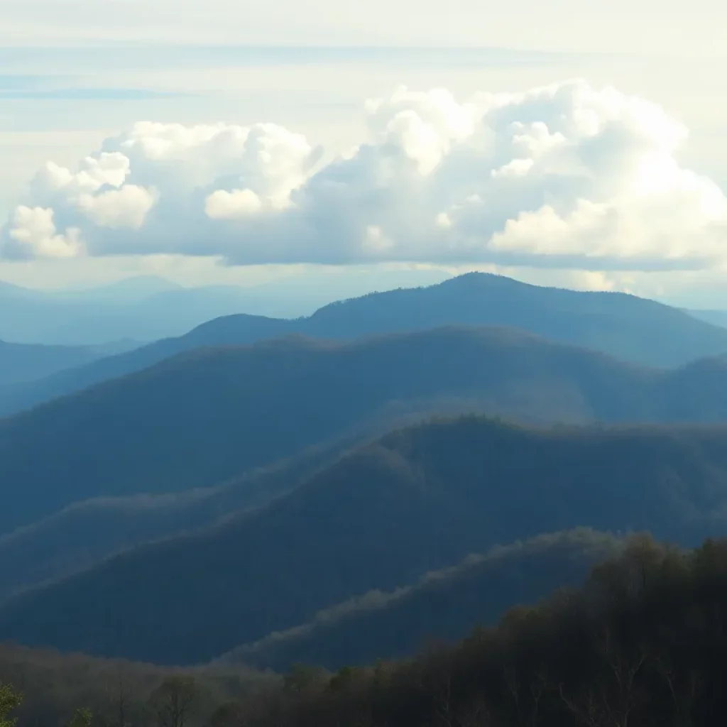 Scenic view of the Appalachian Mountains in Tennessee post-earthquake