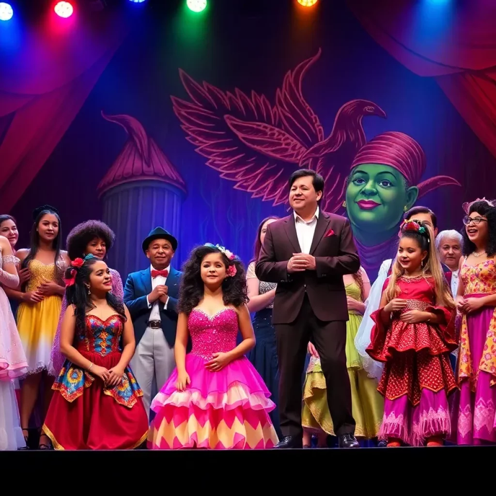 A scene from Trick! The Musical showcasing a colorful performance