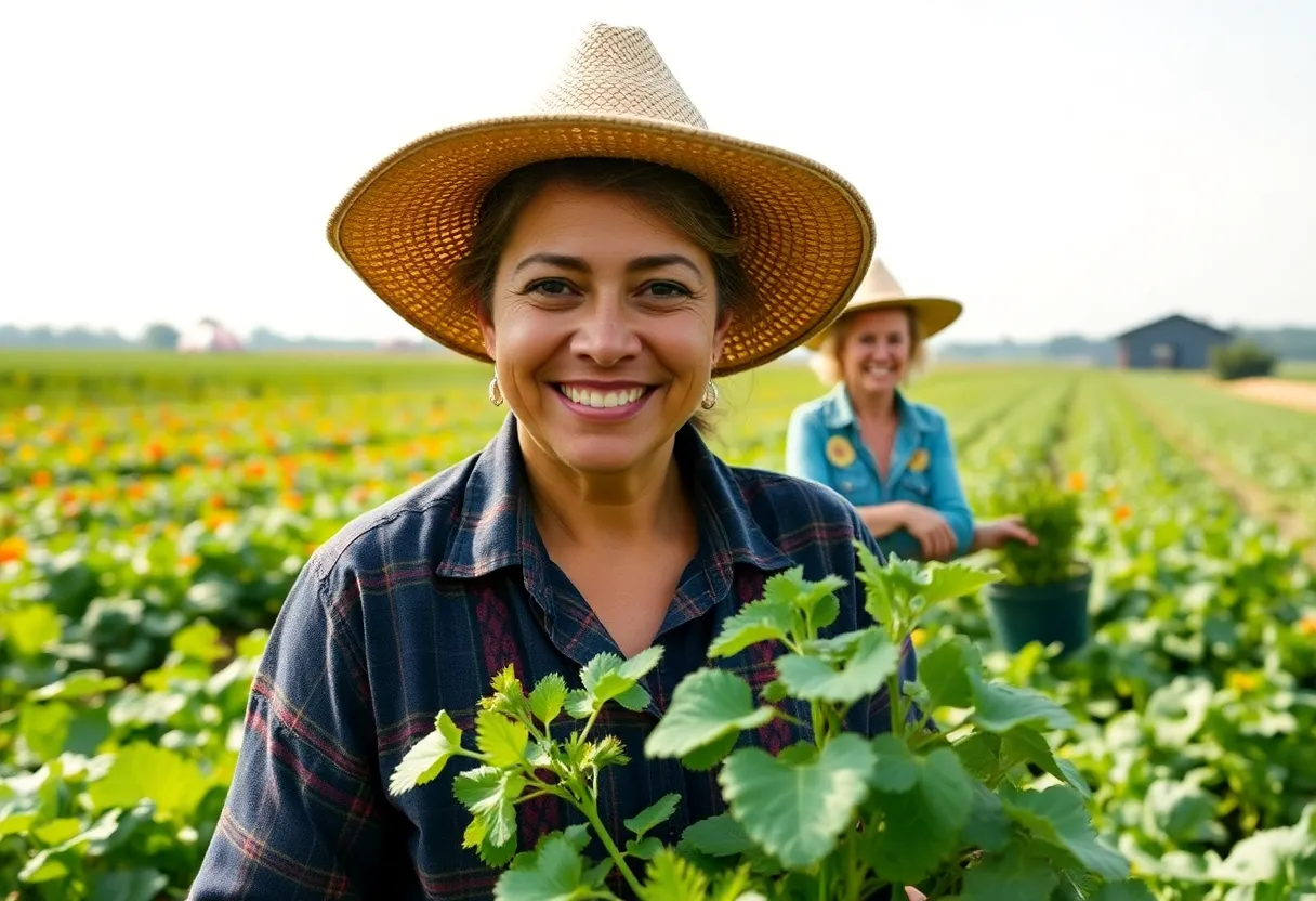 Women farmers working in a Georgia field
