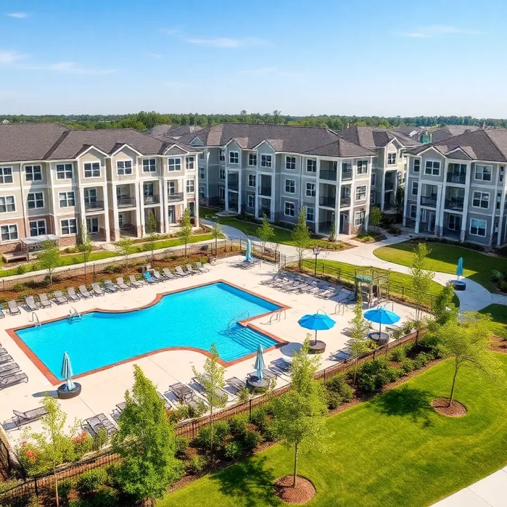 New multifamily housing community by Wood Partners featuring amenities and landscaping.