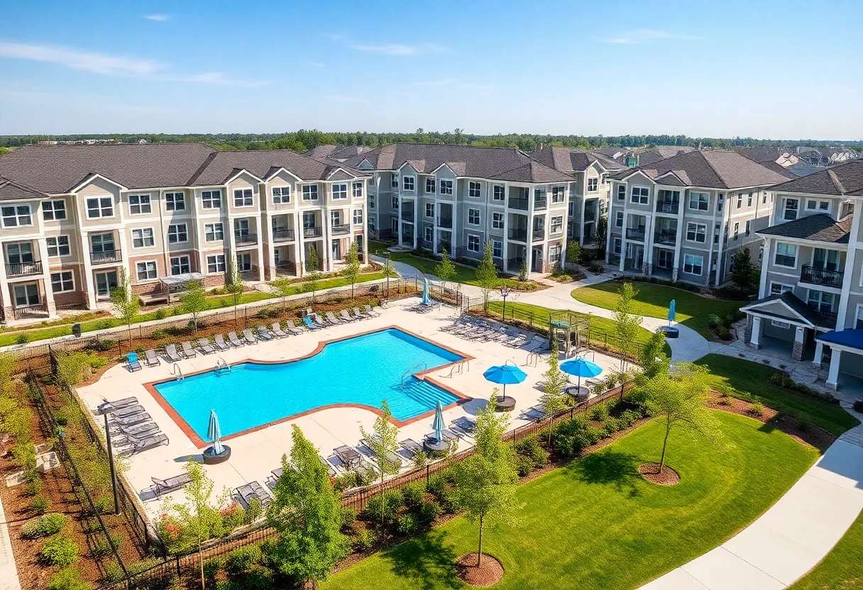 New multifamily housing community by Wood Partners featuring amenities and landscaping.