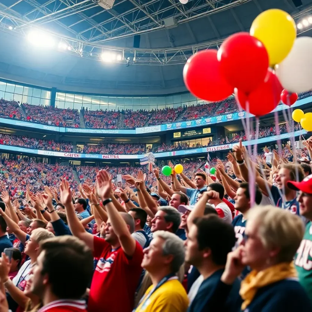 Celebration of the Atlanta Falcons Ring of Honor with fans and team banners