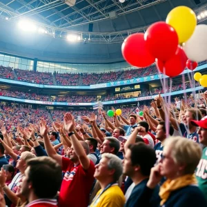 Celebration of the Atlanta Falcons Ring of Honor with fans and team banners