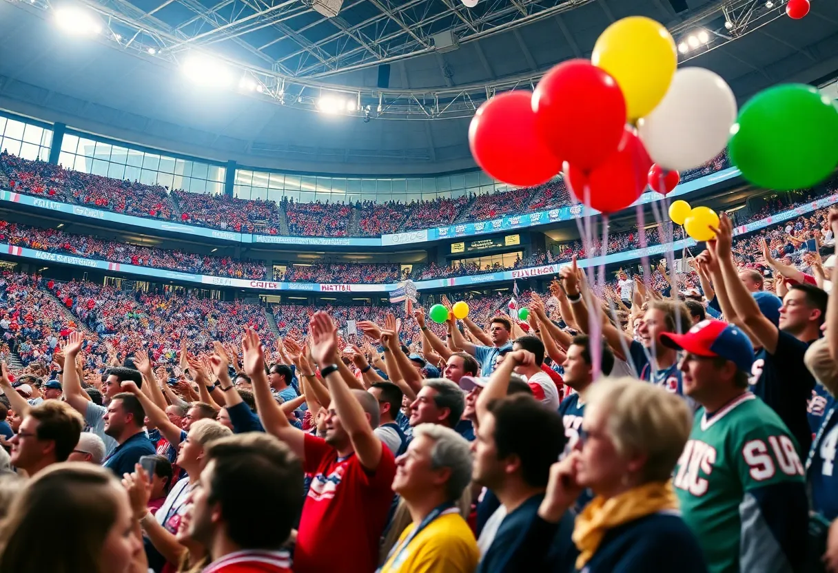 Celebration of the Atlanta Falcons Ring of Honor with fans and team banners