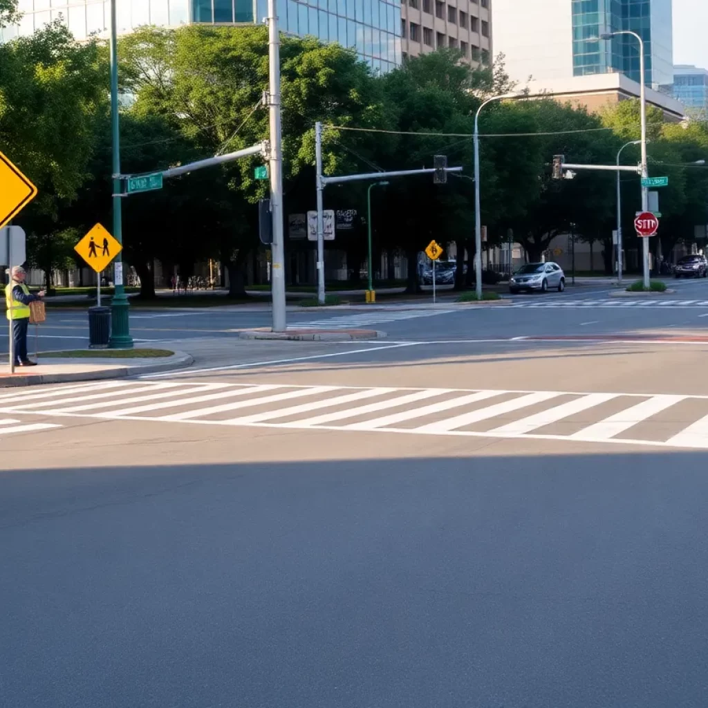 Urban intersection in Atlanta focused on pedestrian safety