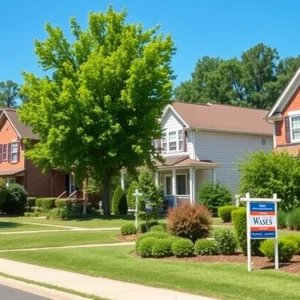 Suburban neighborhood in metro Atlanta with homes for sale