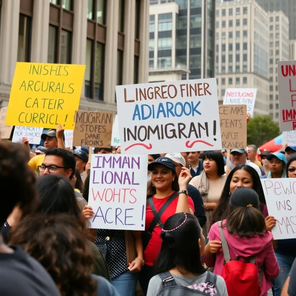 Protesters in Atlanta advocating for immigrant rights