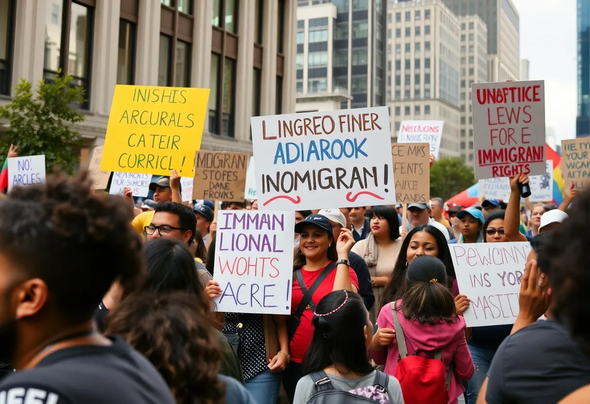 Protesters in Atlanta advocating for immigrant rights