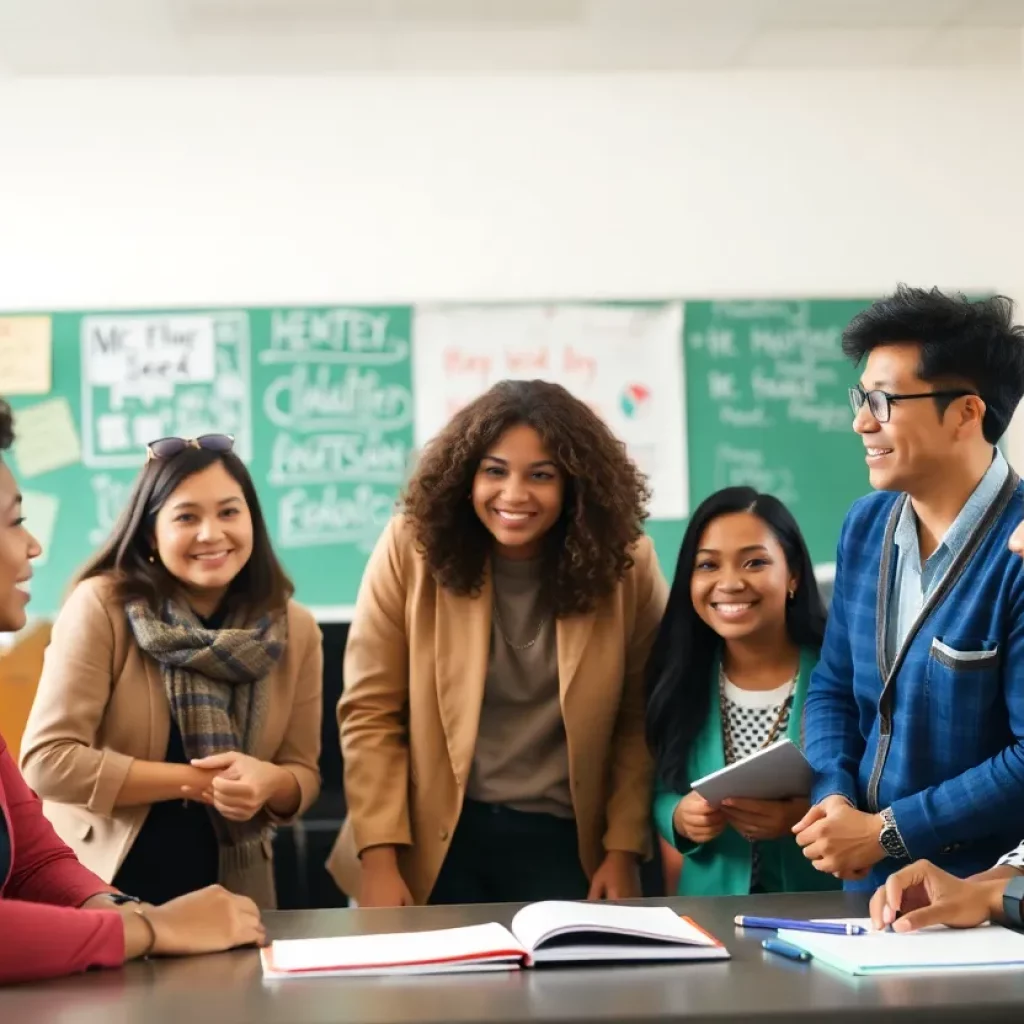 Diverse group of educators in a school environment