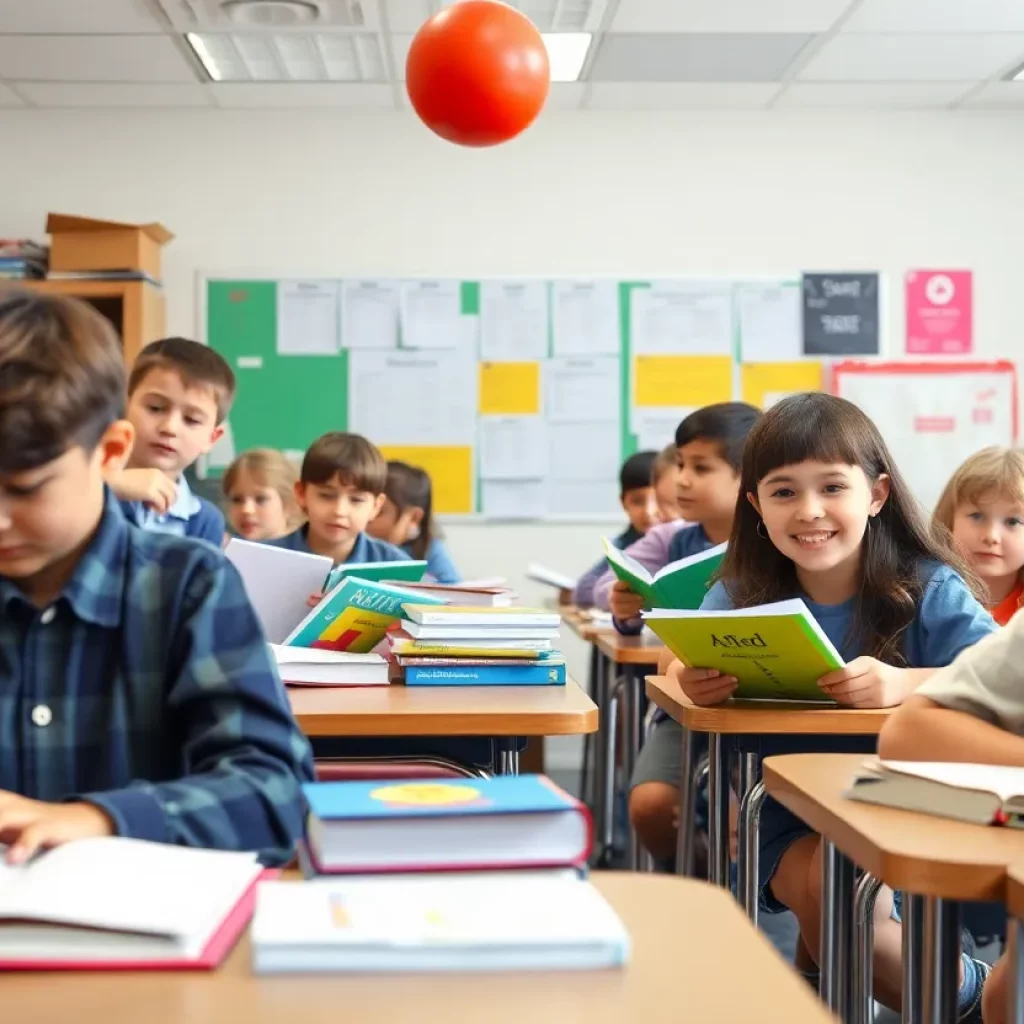 Students in a classroom preparing for the new school year