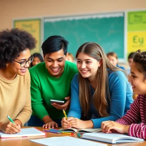 Students in a classroom focused on learning