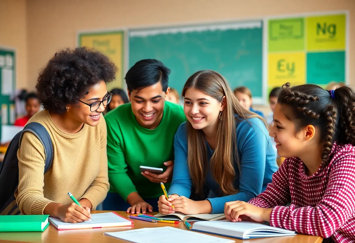 Students in a classroom focused on learning