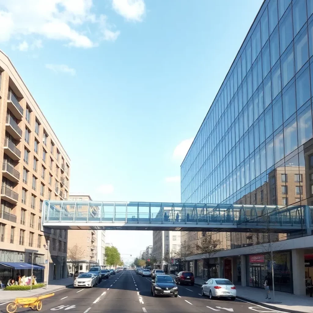 Conceptual design of an Atlanta skybridge connecting buildings.