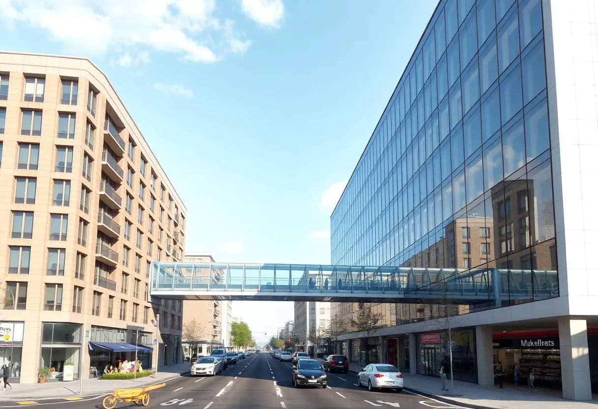Conceptual design of an Atlanta skybridge connecting buildings.