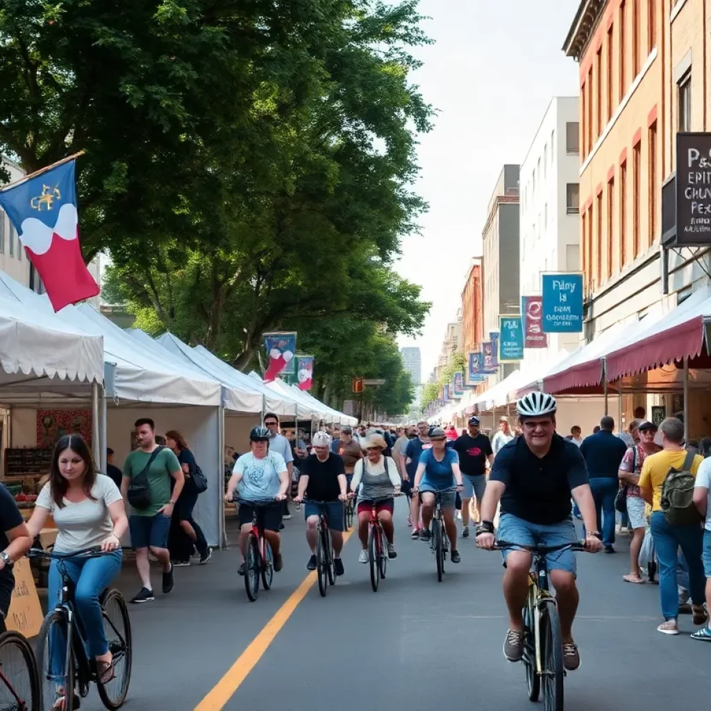 Community members enjoying Atlanta Streets Alive on Peachtree Street