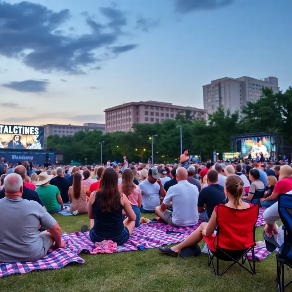 Families enjoying free concerts in Atlanta during the summer