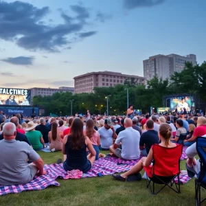 Families enjoying free concerts in Atlanta during the summer