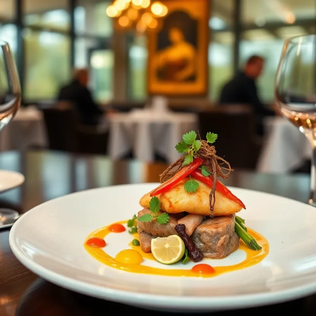 Elegant gourmet dish showcasing local ingredients