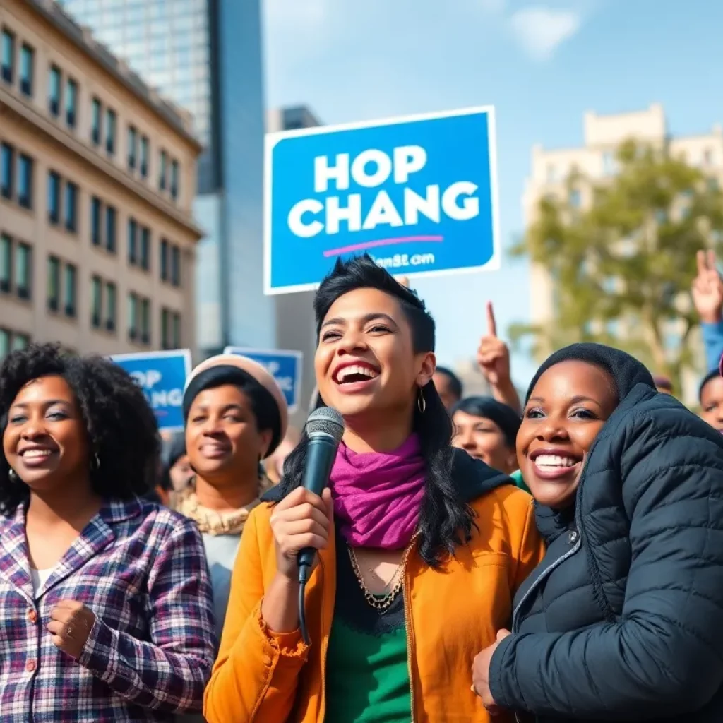 Diverse group of voters participating in a campaign launch event for Georgia governor.