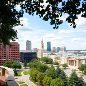 Cityscape of Columbus, Georgia showing effective urban management.