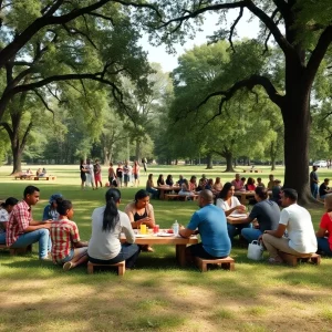 Families enjoying a picnic in Coan Park, Atlanta