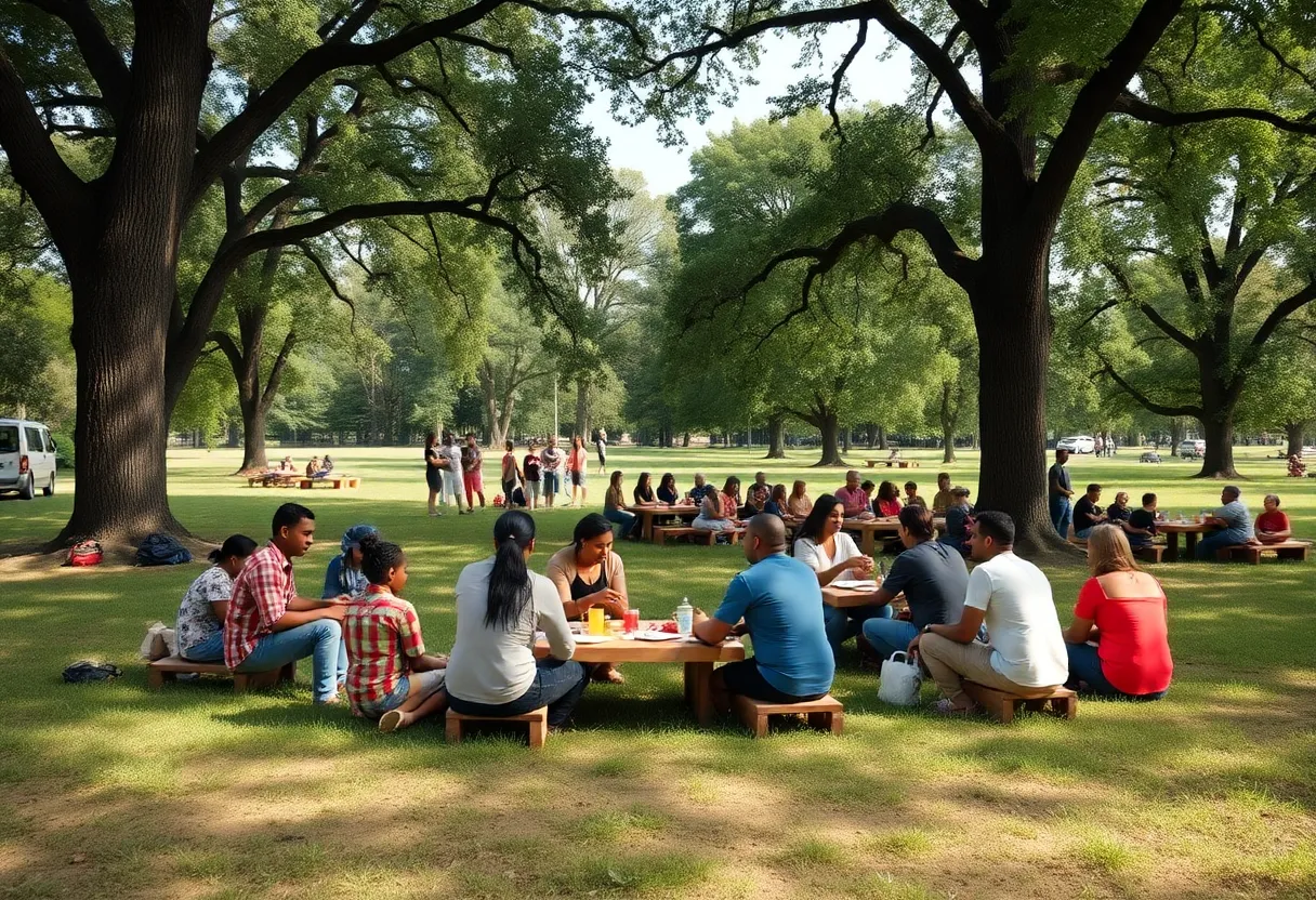 Families enjoying a picnic in Coan Park, Atlanta