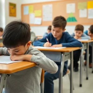 Students practicing cursive writing in a classroom setting