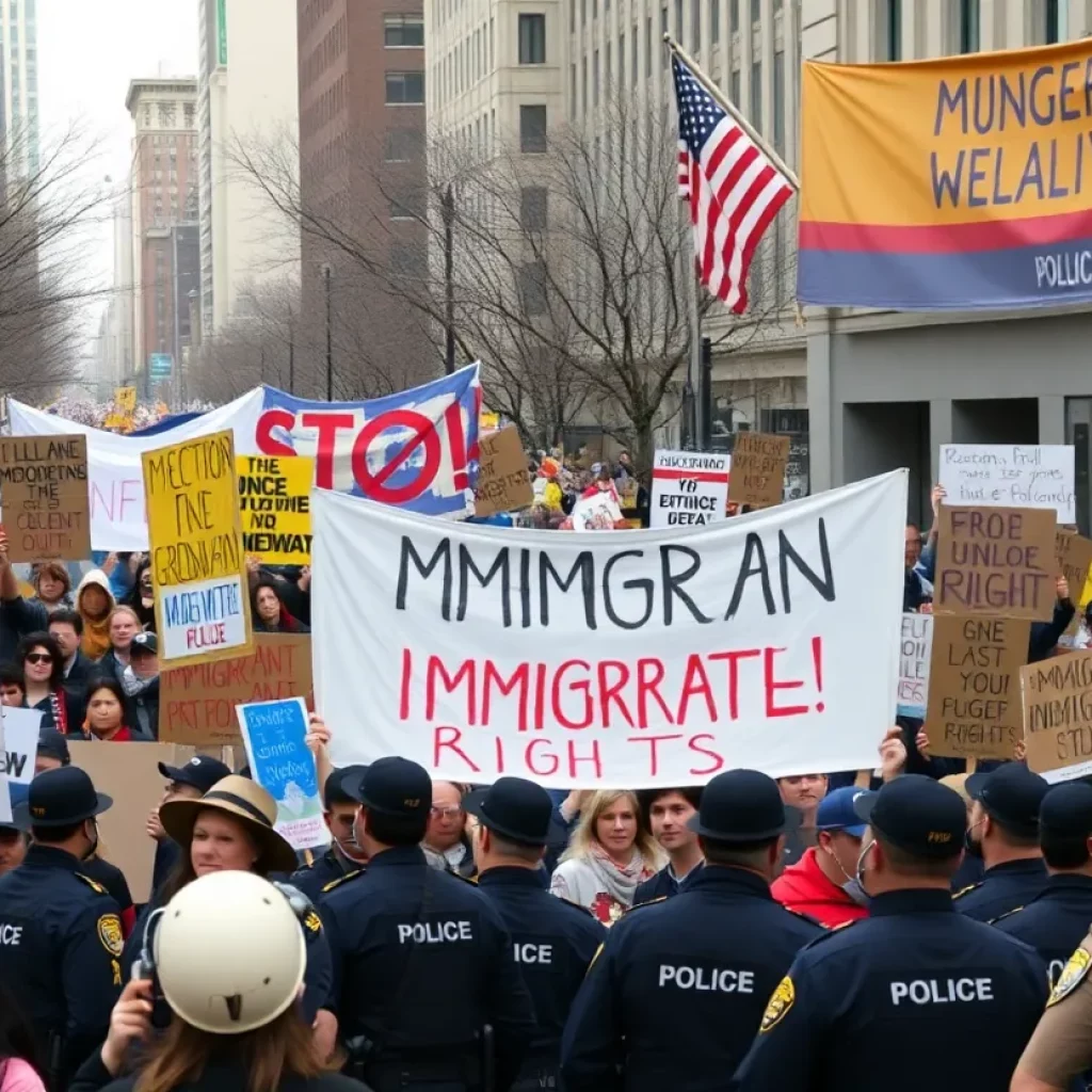 Protesters gathering against ICE with police presence in DeKalb County