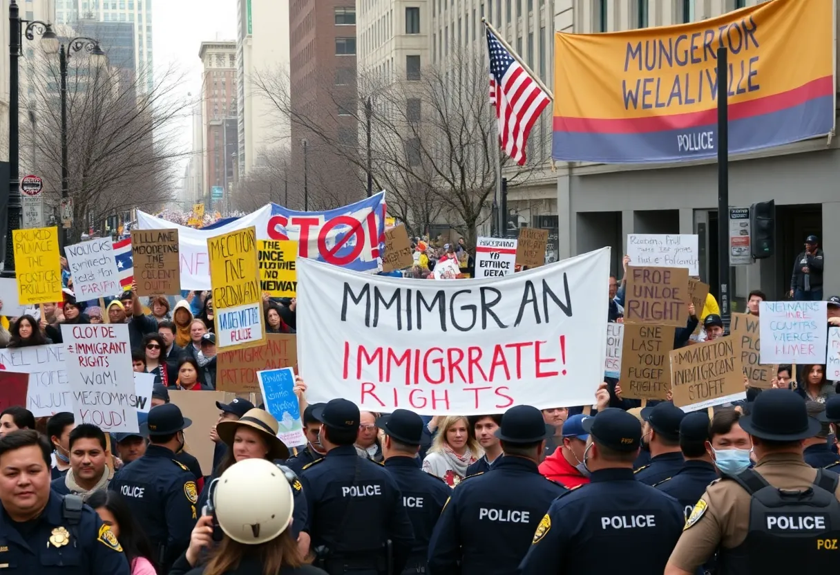 Protesters gathering against ICE with police presence in DeKalb County