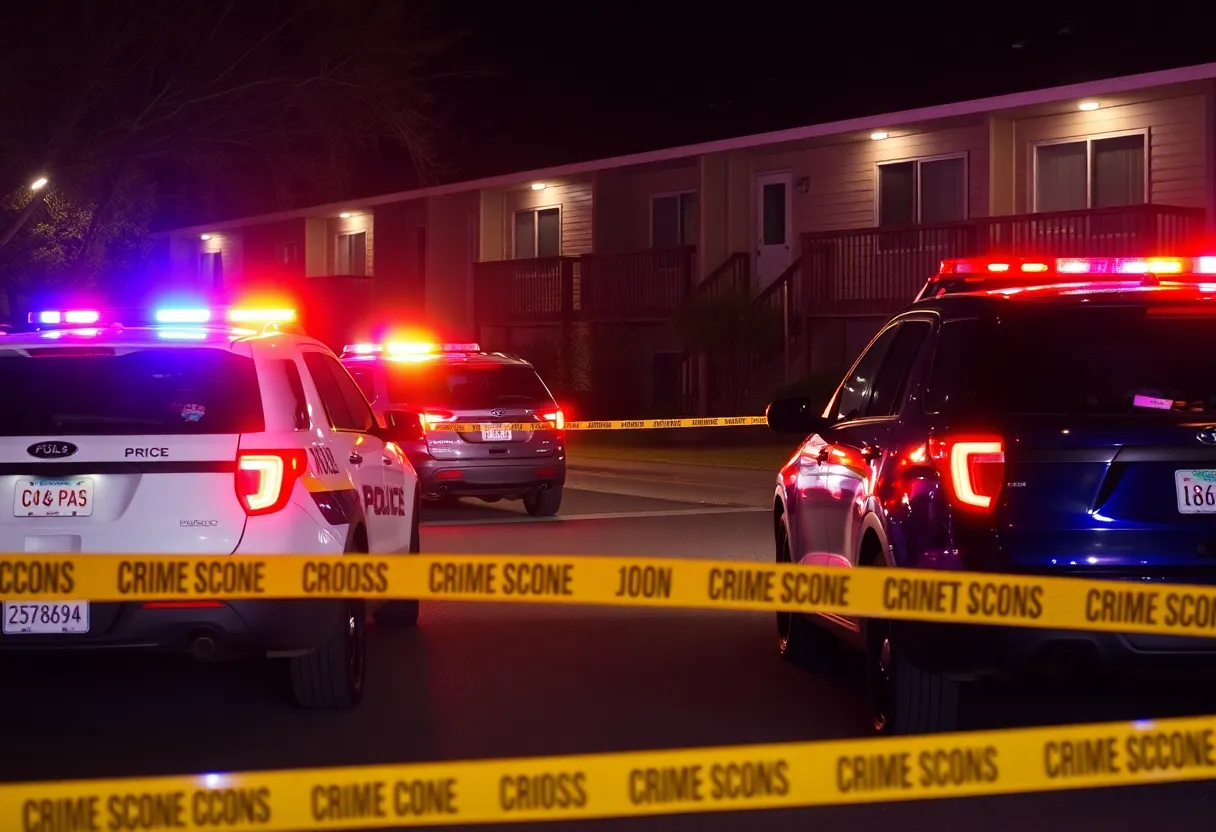 Police cars and crime scene tape at the site of a shooting in East Atlanta.