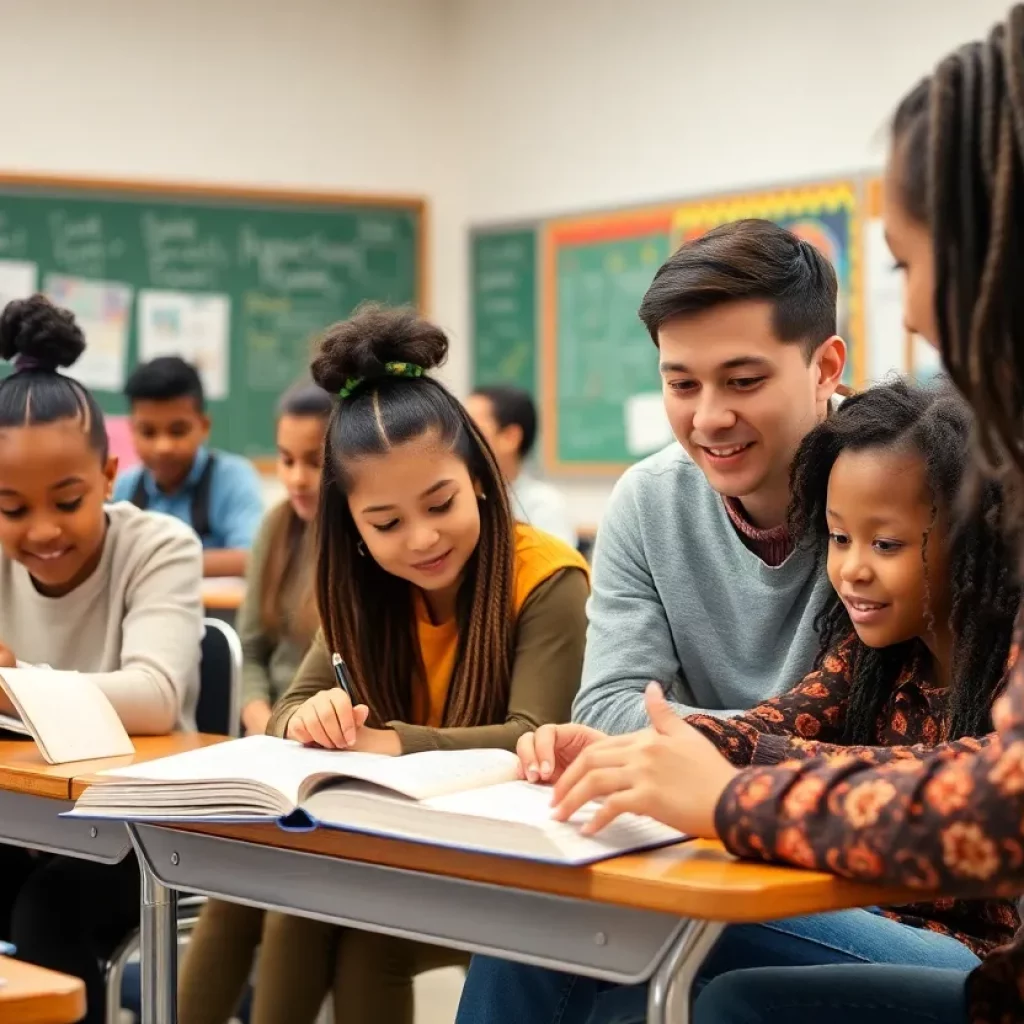Diverse classroom scene showcasing students engaged in learning