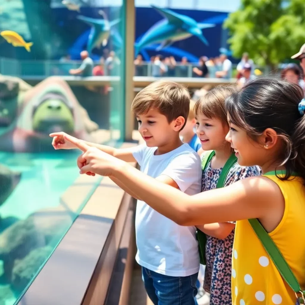 Families enjoying time at the Georgia Aquarium