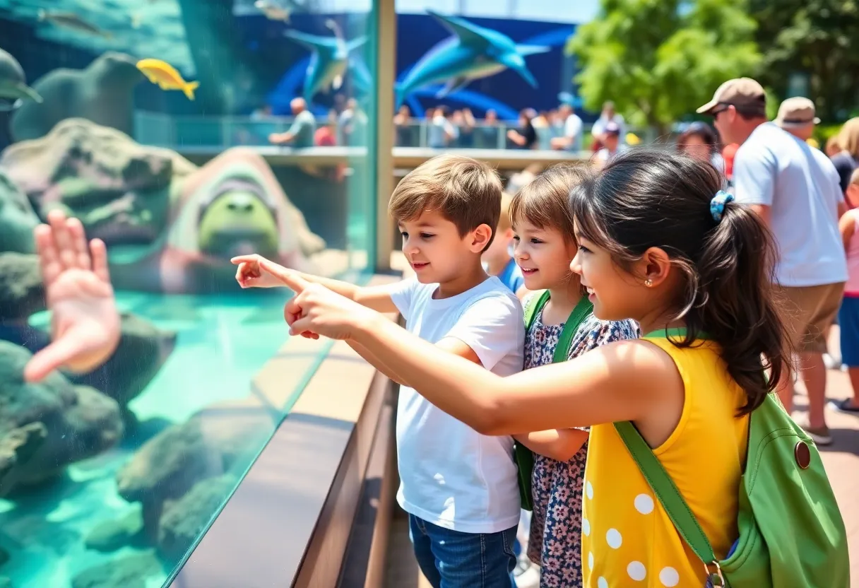 Families enjoying time at the Georgia Aquarium