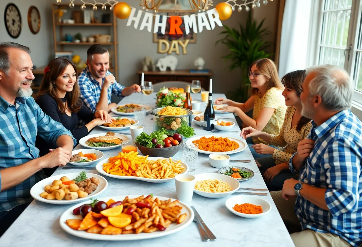 Families enjoying Father's Day brunch at a restaurant in Atlanta
