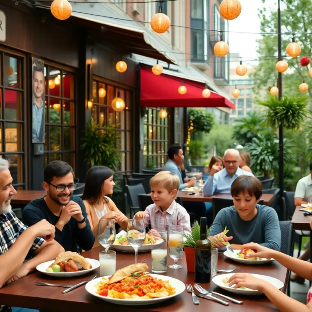 Families enjoying Father's Day dining in Atlanta restaurants
