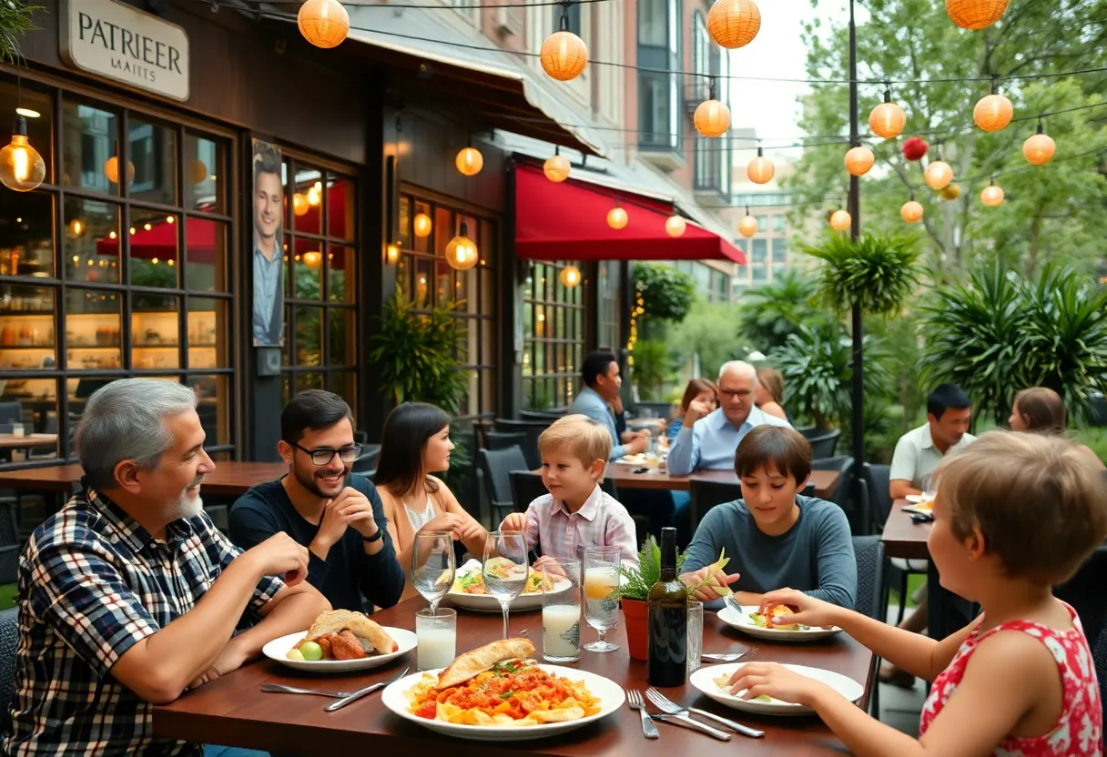 Families enjoying Father's Day dining in Atlanta restaurants