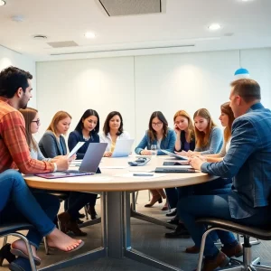 Group discussing Georgia's new laws in a conference room