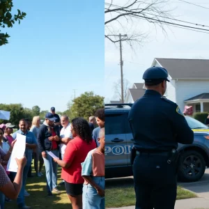 Community gathering celebrating tax refunds and police presence after a gunfight in Smyrna, Georgia.