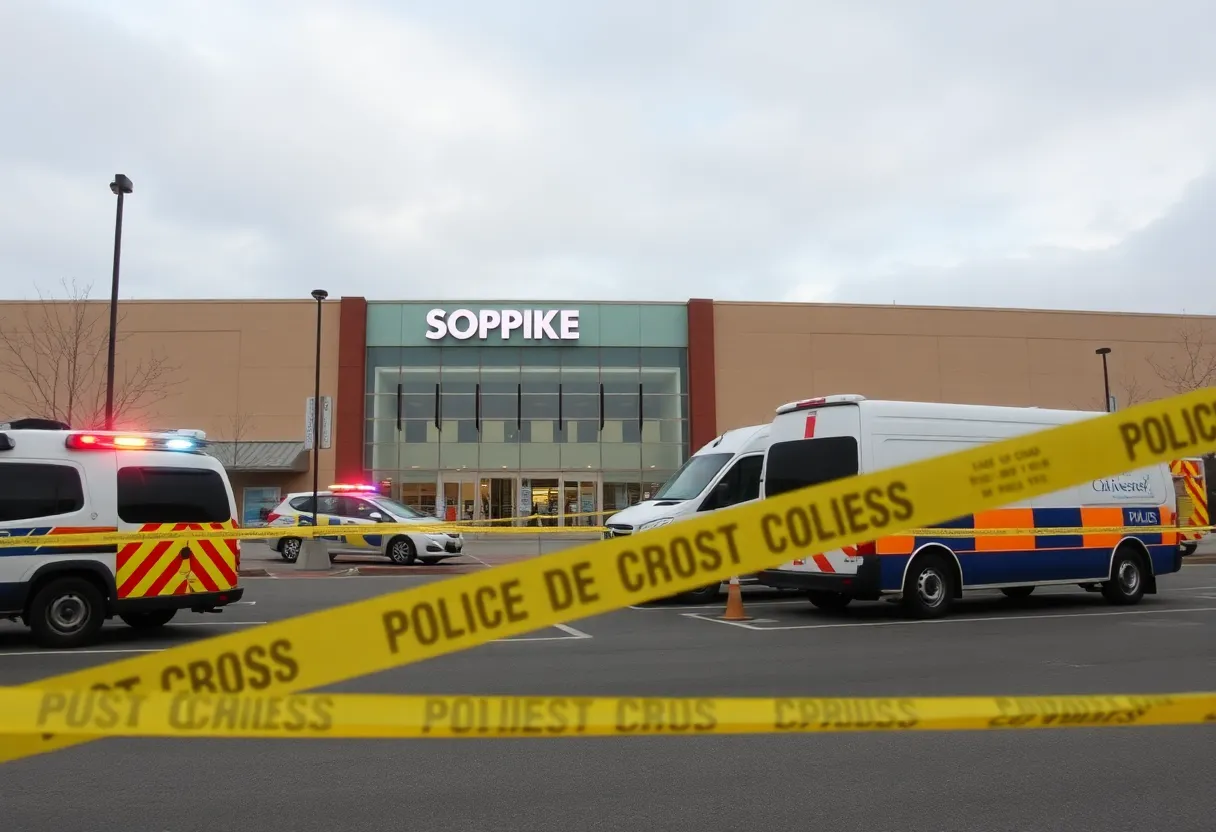 Scene of investigation near Greenbriar Mall with police presence