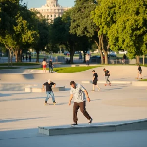 Skateboarders at Historic Fourth Ward Skatepark in Atlanta