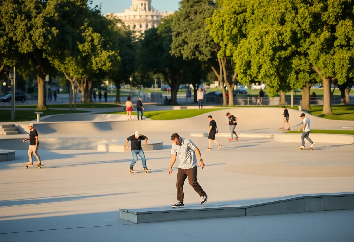 Skateboarders at Historic Fourth Ward Skatepark in Atlanta